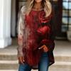 Women's Loose Fit Neck Halloween Print Long Sleeve Tunic Top
