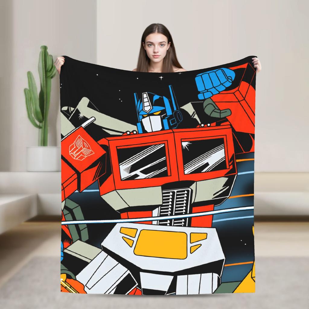 Cartoon T-Transformers Autobots Blankets Anime Super Soft Fluffy Plush Bedding Throws For Couch Bed Flannel Bedspread Bed Cover