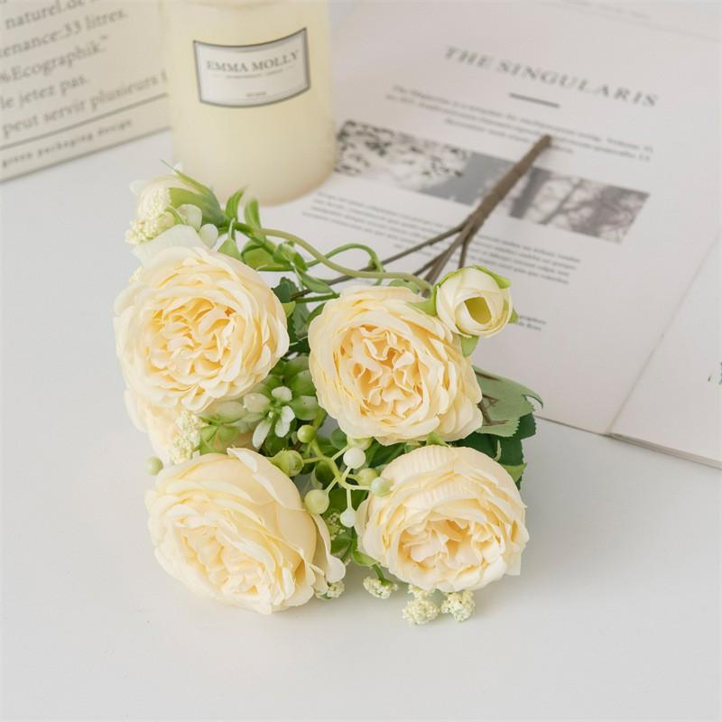 3pcs Artificial Rose Peonies, Home Decor Valentine's Day, Mother's Day Wedding Flowers, DIY Bouquet Home Party Decor