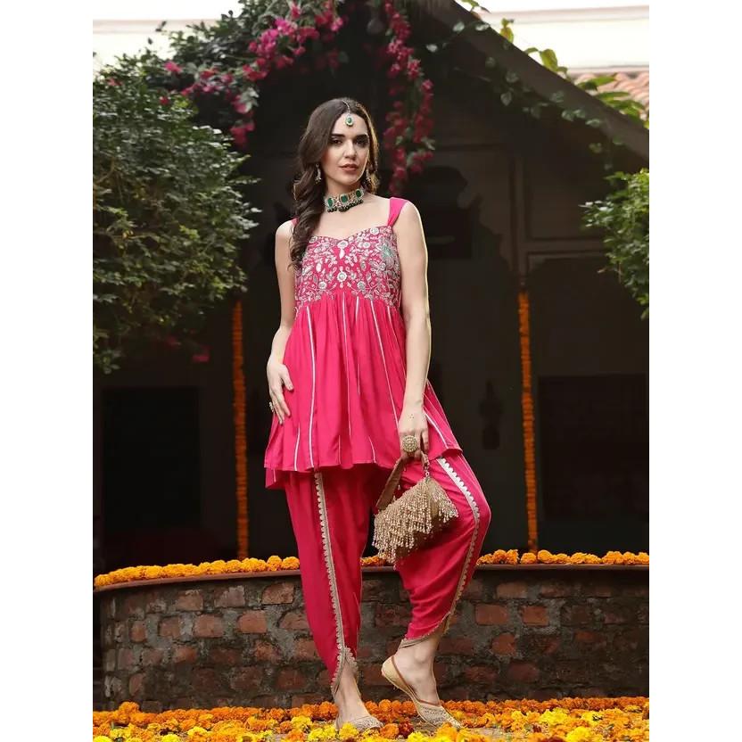 Bollywood Wedding Wear Dhoti Pant Kurta Set Indian Women s Ethnic Top Kurta Set L-40