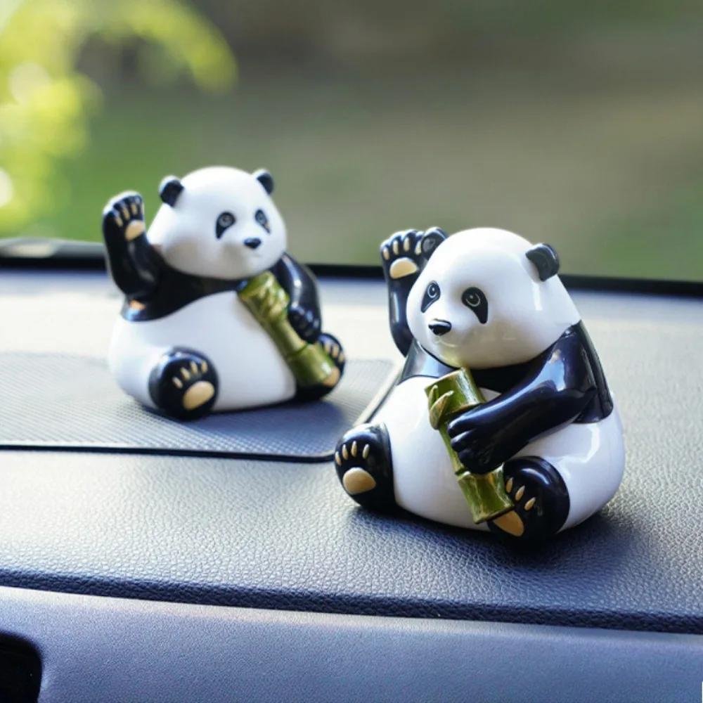 New Car Decoration Solar Energy Decoration Shaking Head Doll Cute Panda Shape Decoration Gift Creative Interior Automotive