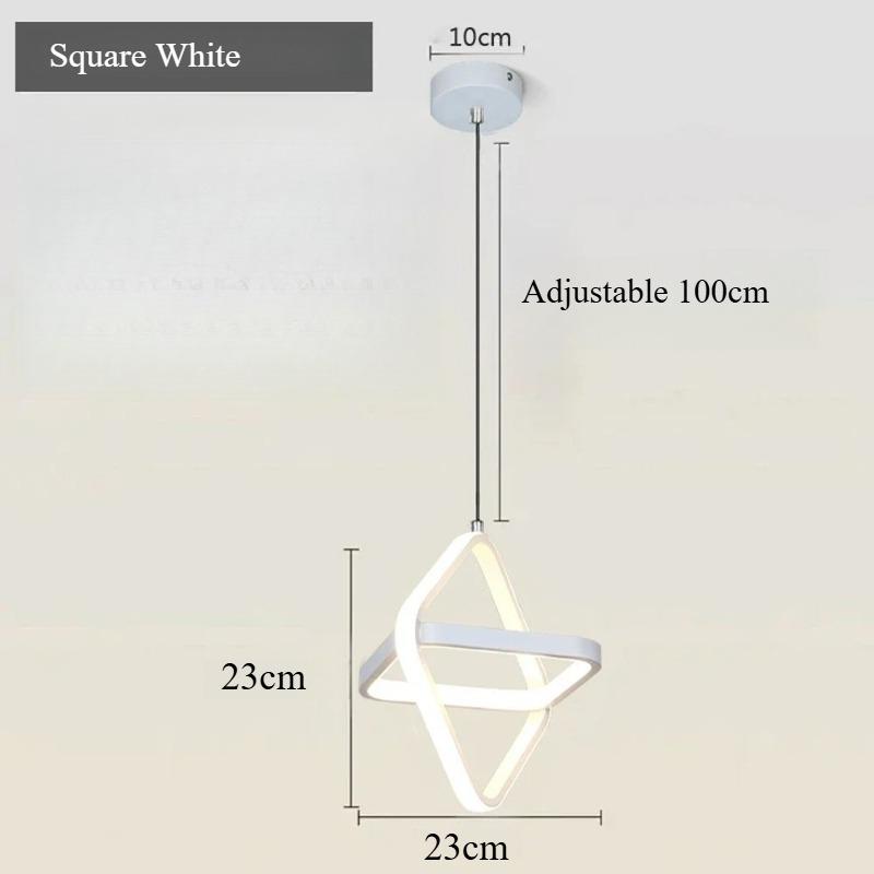 Modern Minimalist LED Chandelier Black and White Round Square Living Room Dining Room Bedroom Bedside Decorative Lighting