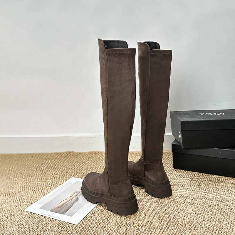 

Осенне-зимние ретро ботфорты-трансформеры женские на утолщенной подошве из замши выше колена рыцарские ботинки бархатные утепленные ботинки 40