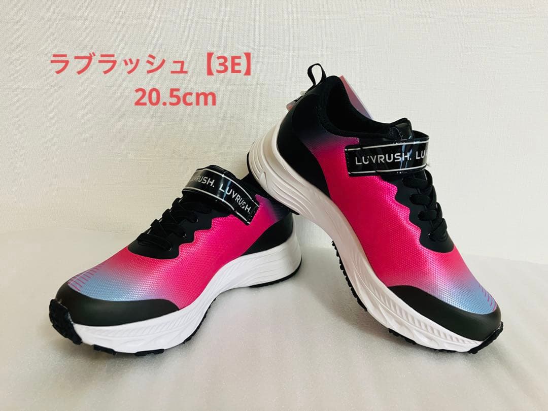 

[USED] Love Rush Sneakers, Size 20.5cm, Black/Pink, Wide, 3E