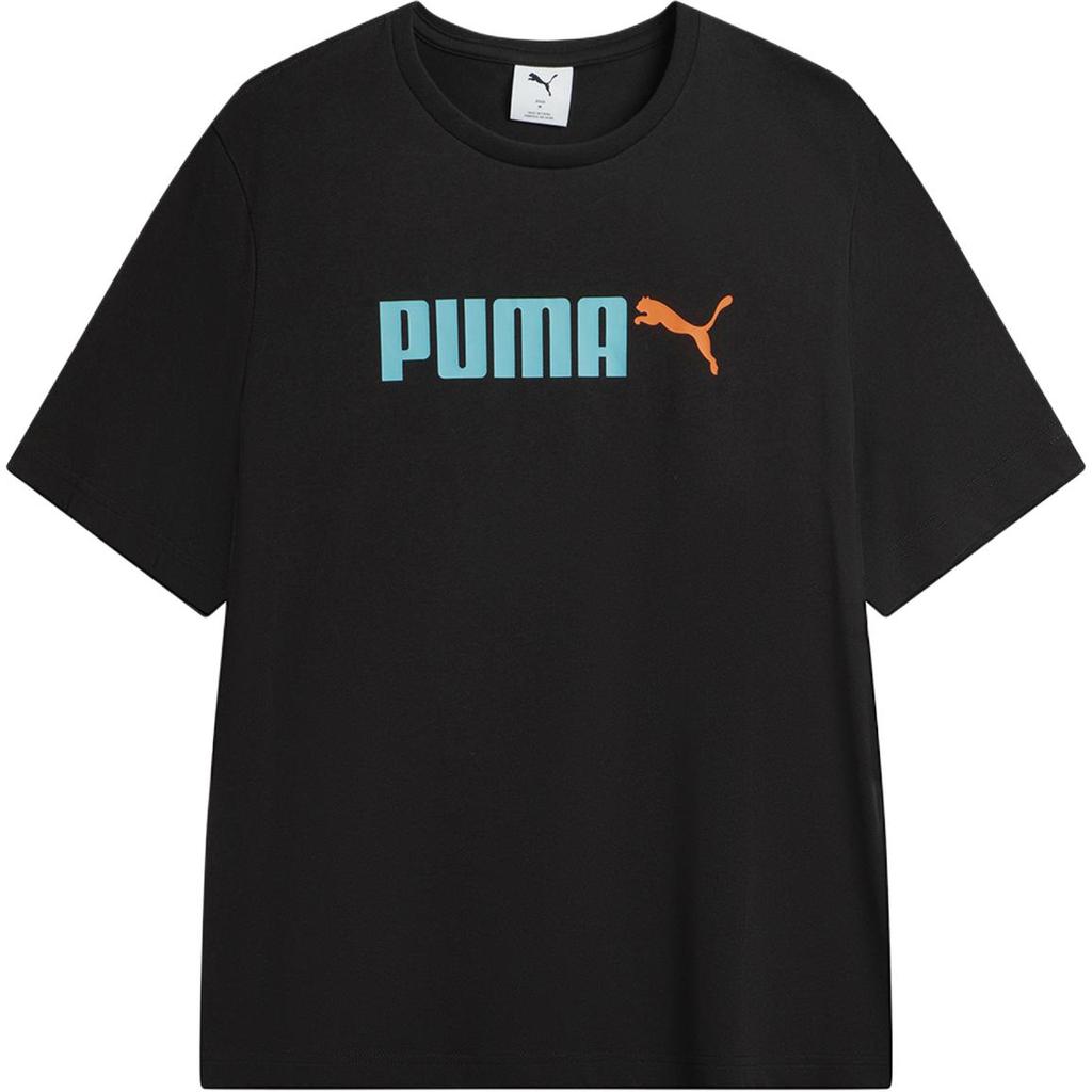 Puma Ss25 Knitted Round Neck Fashion Versatile Short Sleeve T-Shirt Unisex Tops Black 691341-56