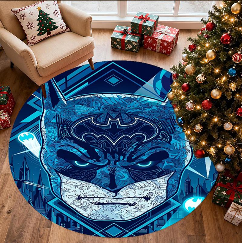 Batman Pattern Round Rug, Indoor/Outdoor Mat, for Picnic, Gameroom, Bedroom, Office, Living Room, Home Decor Carpet, Birthday Gift