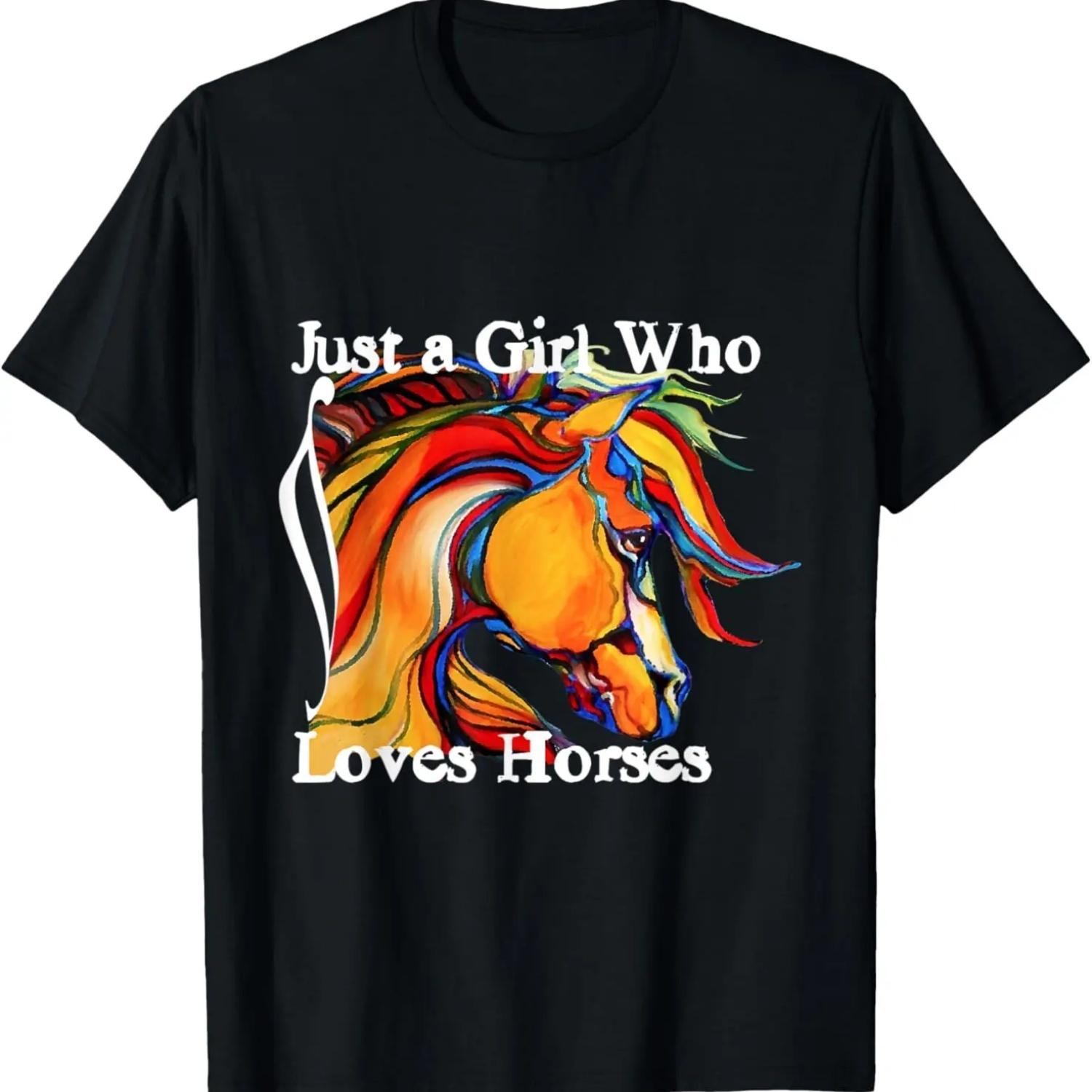 Just A Girl Who Loves Horses And Dogs Horse Riding Dog Lover T-Shirt S