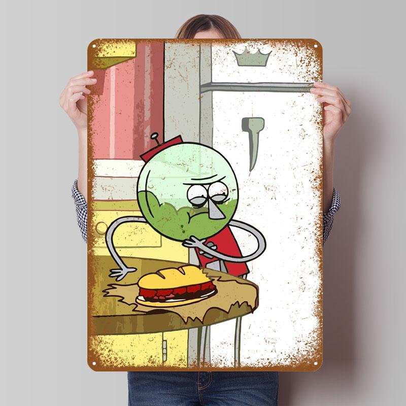 Mordecai Disgusted By Sandwich Sign TV Show Poster Decor for Room Decoration Custom Metal Tin Signs for Wall Art Decoration Home