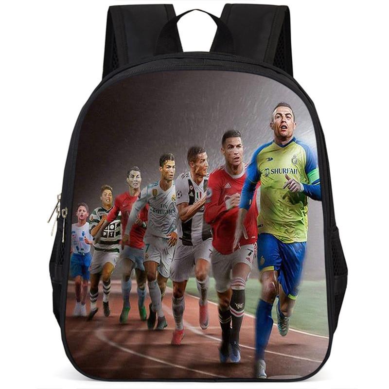 Spacious 15 Inch Cristiano Ronaldo School Backpack For Kids Lightweight Oxford Fabric