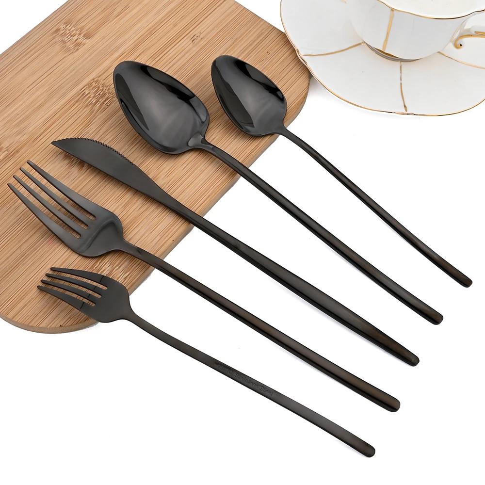 30Pcs Dinnerware Sets Stainless Steel Cutlery Western Tableware Knife Fork Spoon Tableware Gold Dinner Mirror Elegant Flatware