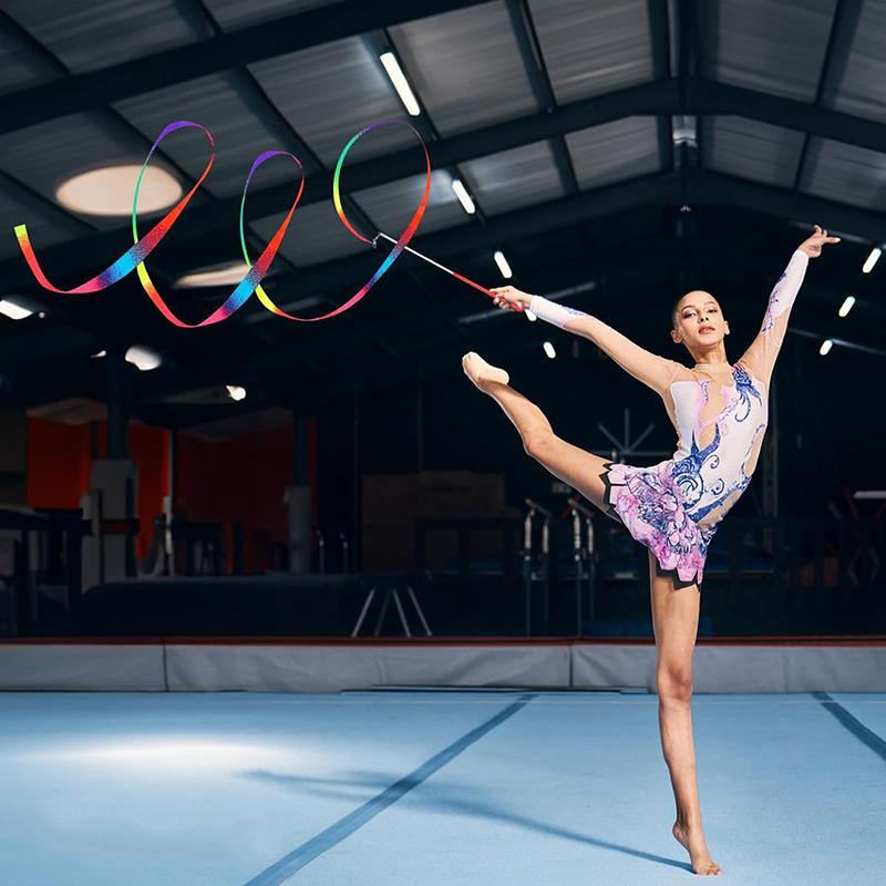 Colorful Artistic Gymnastics Ribbon with Rod Outdoor Sport Toy for Kids Dance & Performance Prop Ideal Gift for Children TMZ