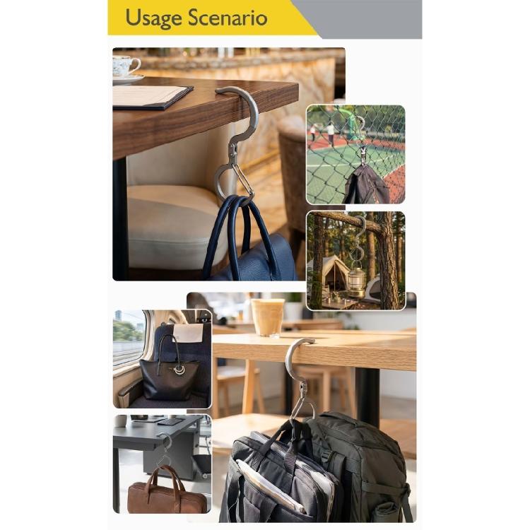 Practical Bag Hanging Hook for Tables, Chairs, and Rails, Folding S Shape Hangers for Umbrellas, Water Bottles, and Small Carried Items