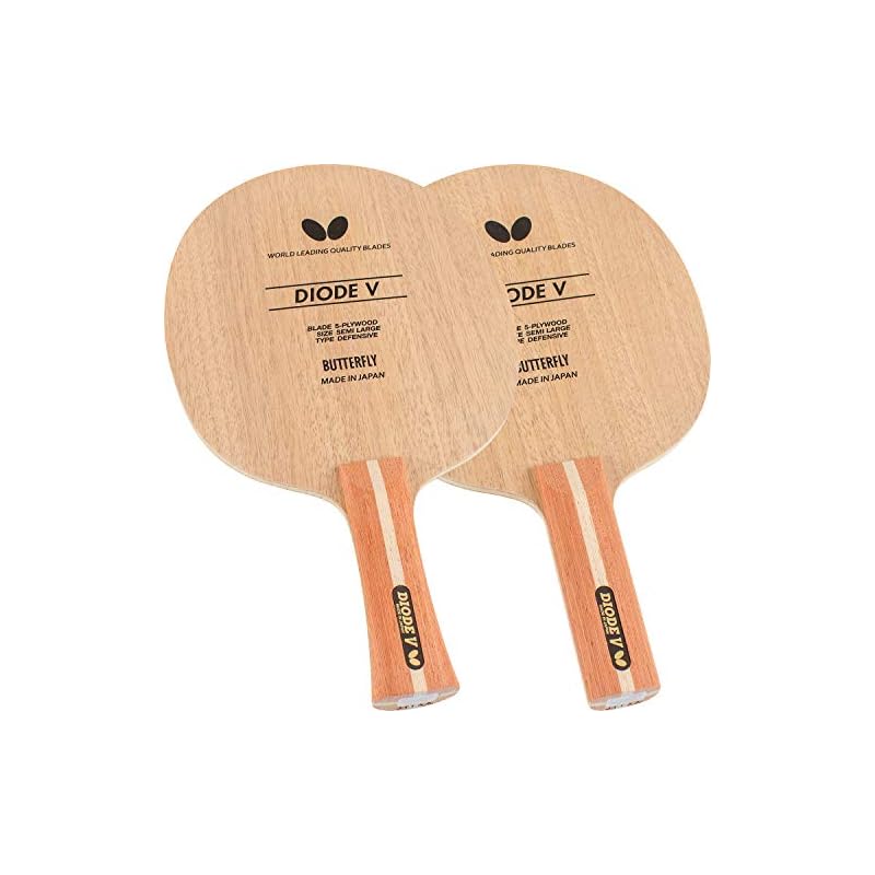 Butterfly Diode V Shakehand Table Tennis Racket, Cuttable, 5-Ply Straight Wood, Large Ball Compatible, 36964