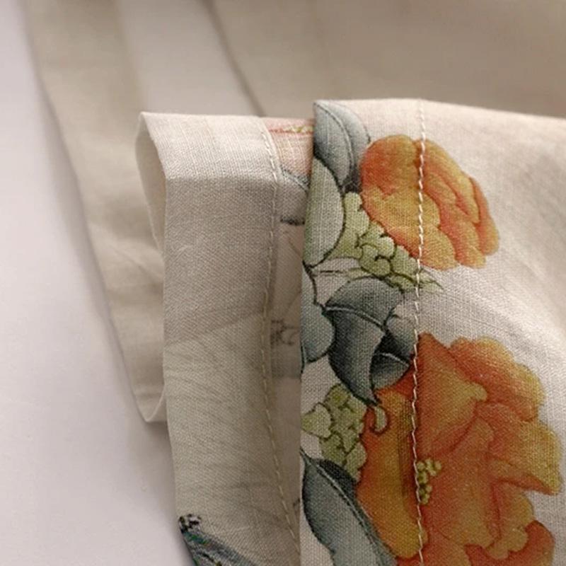 Dress Women Summer Floral Soft Casual Versatile Skirt Loose Skin-friendly Waisted Hemp Dresses