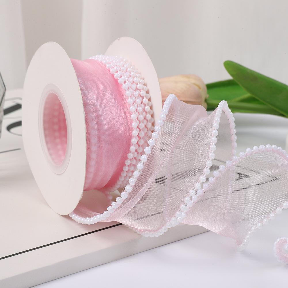 4cm Pearl Fishtail Silk Ribbon for Bouquet & Cake Decoration