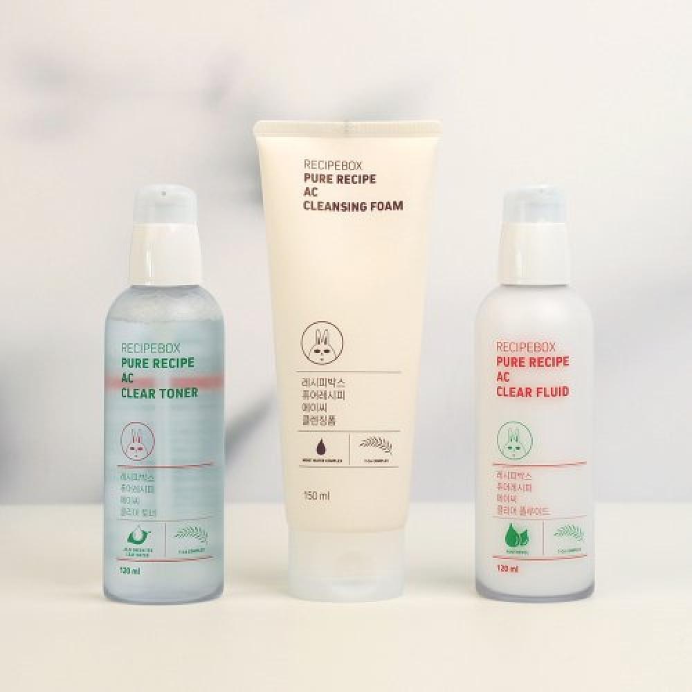 Recipebox Acne Cleansing Foam Lotion Set 3 Types Ac