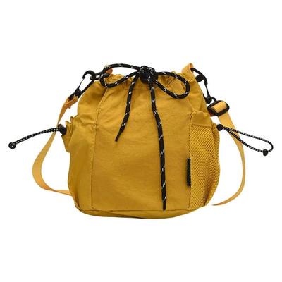 Fashionable Bucket Shoulder Bag Soft Nylon Fabric Crossbody Bags Multipurpose Carryall Trendy 2025 Summer Accessory  Yellow
