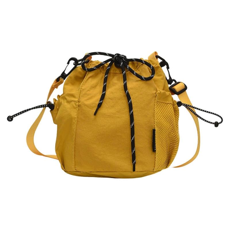 Borsa a Secchiello alla Moda con Tracolla Morbido Tessuto in Nylon Borse a Tracolla Multiuso Borsa Capiente Trendy Accessorio Estate 2025 Giallo