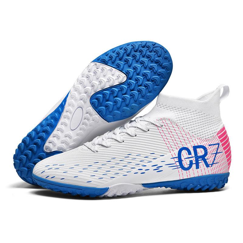 CR7 High-top Football Shoes Tf Broken Nails Artificial Flat AG Nails Leather Feet Boys and Girls Students Training Shoes