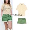 Lace Translucent Lapel Short-Sleeved Shirt 3067057 Lace Silk Satin Texture Shorts 4391405