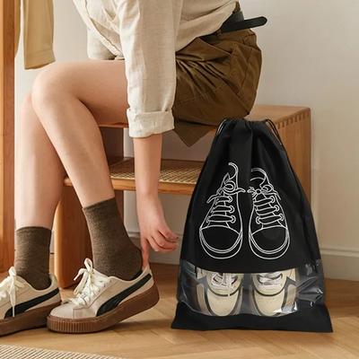 Portable Non-Woven Cloth Shoe Bags Waterproof Dustproof Travel Shoe Storage Bag Hanging Drawstring Packing Pouch Organizer