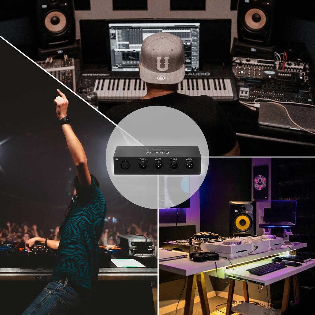 Cubilux XLR Passive 1 X XLR Female To 4 X XLR Male Balanced 1 4 Aluminum Enclosure Splitter 4-channel Splitter, Splitter, Input, Outputs, Mic/line