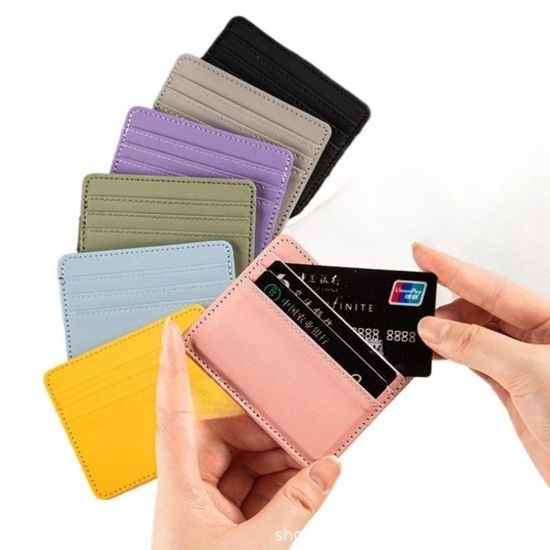 

Ultra-thin PU Leather Mini Wallet Slim Credit Card Holder 4 Slots for Men Women Business ID Case