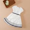 Girls Dress Short Sleeve Princess Dress Summer Cotton Round Collar White Tutu Dress Children 5-12 Years Kids Clothing