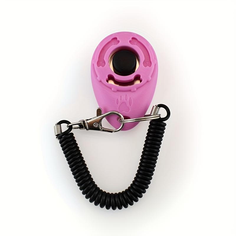 Aide à l'entraînement Clicker Ovale pour Chiens - Plastique Coloré et Durable avec Sangle de Poignet Noire et Boutons Métalliques, Jouet Sonore Clicker pour un Dressage Efficace des Chiens rose