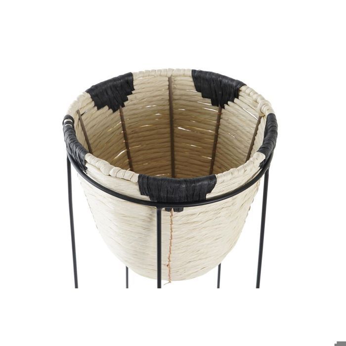 Planter - DKD Home Decor - Colonial - Metal and Fiber - Black and Natural - 30x30x62 Cm