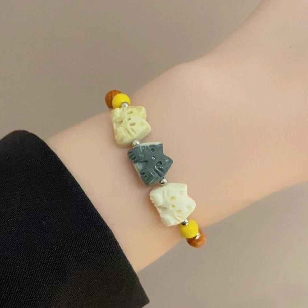 Cute Biscuit Cat Bracelet Adjustable Cat Beads Bracelet Fashion Friendship Bracelet  Friends