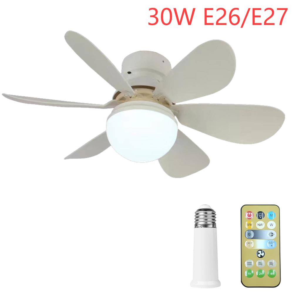 E26/E27 Fan LED Light Ceiling Fans with Lamp and Remote 30/40W Light Bulb Fan Dimmable Timed for Bedroom Kitchen Living Room