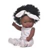 33cm Black Skin Reborn Girl Doll Full Vinyl Body Can Enter Water Simulation Baby Doll African Curly Hair Newborn Doll Children's Bath House Play Toy