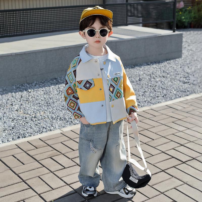 

2025 Trendy Boys Spring/Autumn Jacket - Handsome Korean-Style Shirt for Kids 130 cm синий