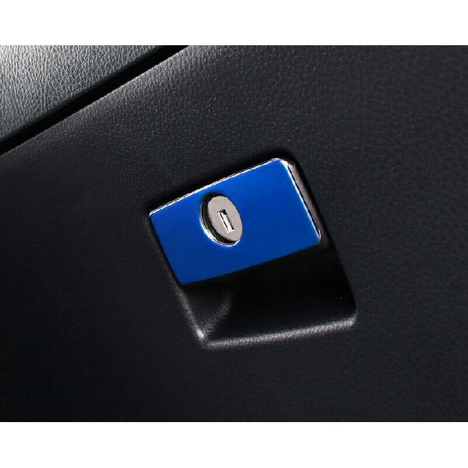 1x Blue Steel Co-Pilot Storage Box Handle Cover Trim For Toyota Highlander 14-19