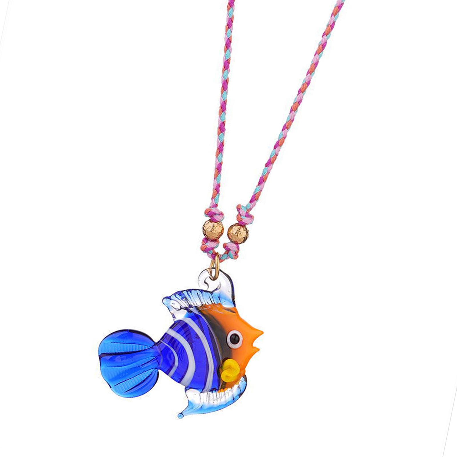 

Элегантное ожерелье с подвеской в виде рыбки, ожерелье с регулируемой цепочкой, ожерелье с подвеской из стекла, модный аксессуар, подарок для женщин T2