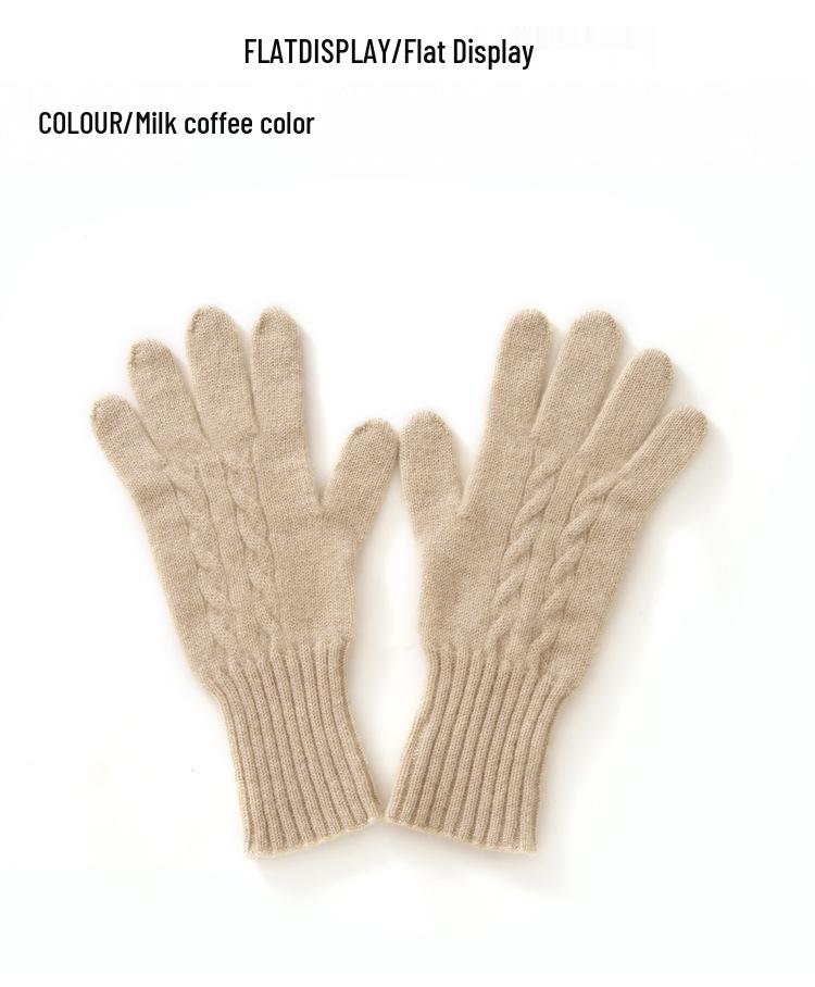Women's 100% Pure Cashmere Split Finger Winter Gloves - Warm, Thick, Outdoor Five Finger Design