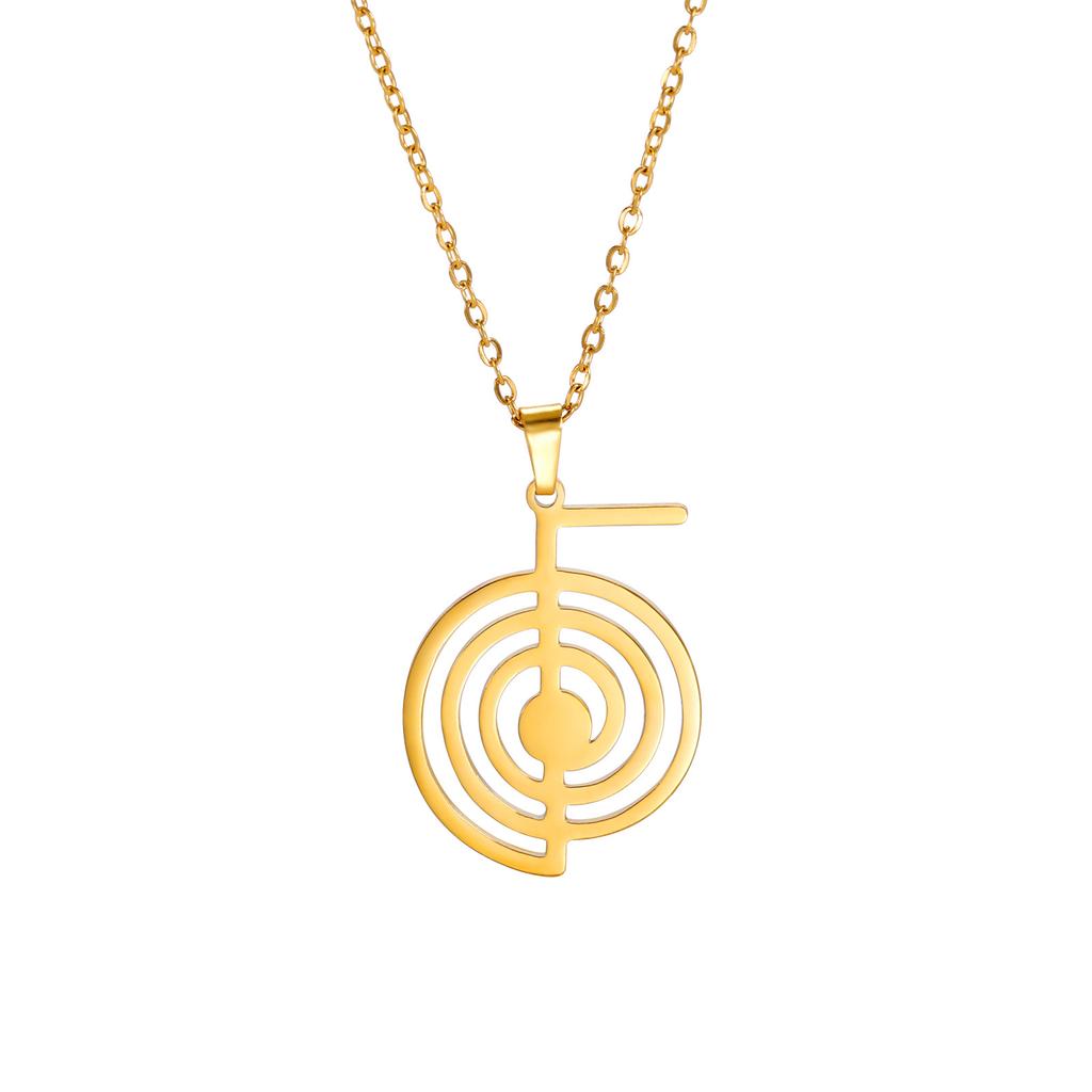 Collana Pendente Geometrico Spirale Vuoto in Acciaio di Titanio Tagliavento