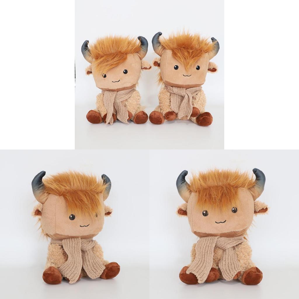 Highland Cow Plush Toy With Scarf Soft Plush For Kids And Collectors