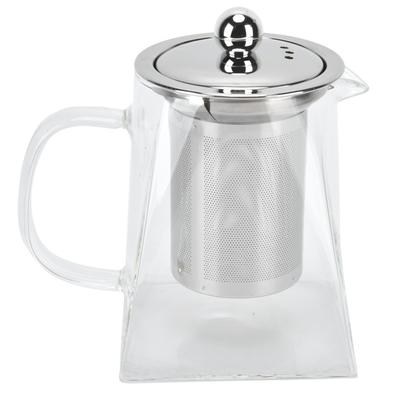 Ev Ofis için Çıkarılabilir 304 Paslanmaz Çelik Filtreli Şeffaf Cam Çaydanlık 550ml
