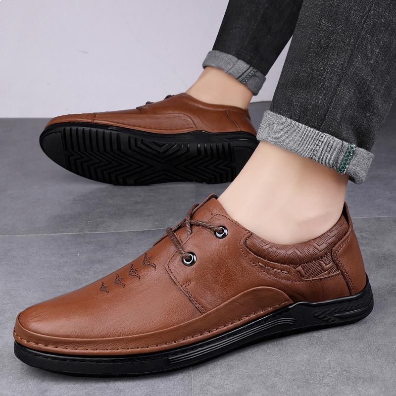 Модные мужские деловые кожаные туфли из натуральной воловьей кожи — фото 3