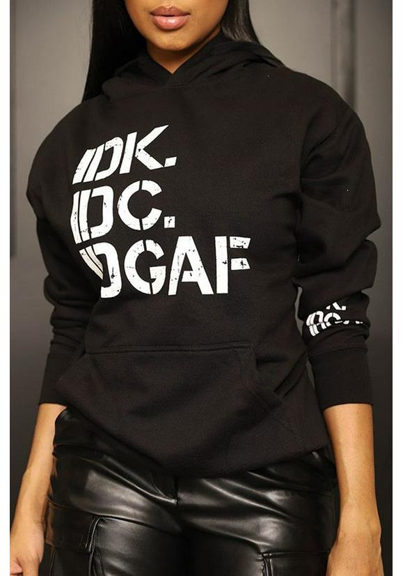 Women's English Letter Print Casual Hooded Sweatshirt - Autumn/Winter Collection