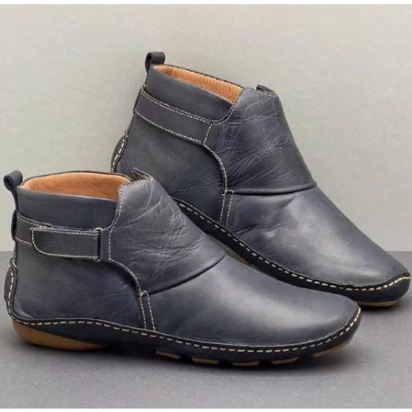 

Men Women Casual Boots Leather Comfortable New Casual Quality Black Natural Mid Calf Soft Handmade Flat Shoe Work 36