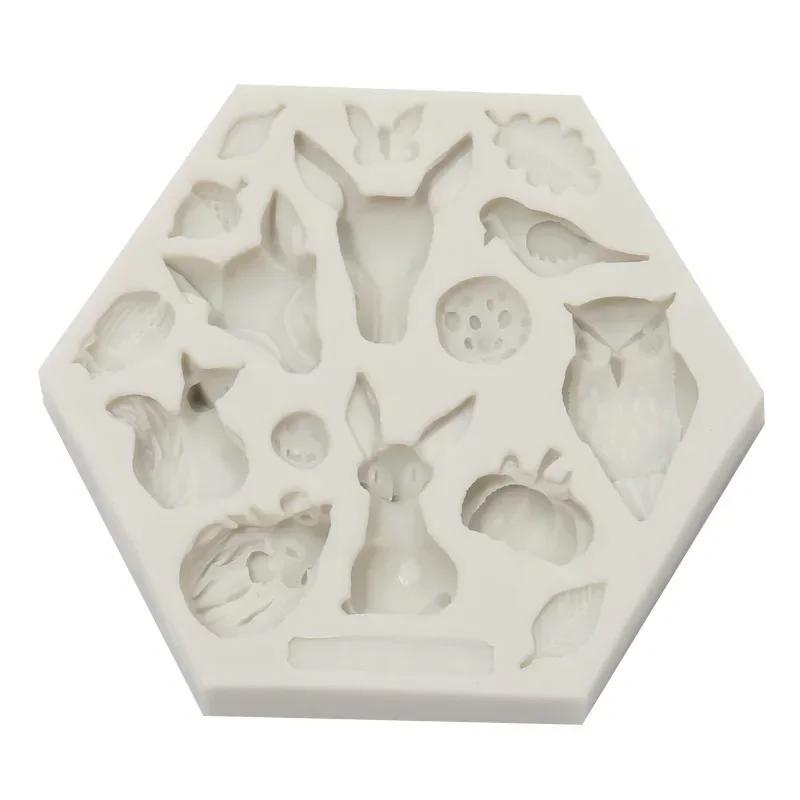 1 Pcs Animal Silicone Molds Rabbit Owl Pumpkin Shaped Fondant Cake Mold Backware Baking Cooking Tools Sugar Jelly Pudding Decor