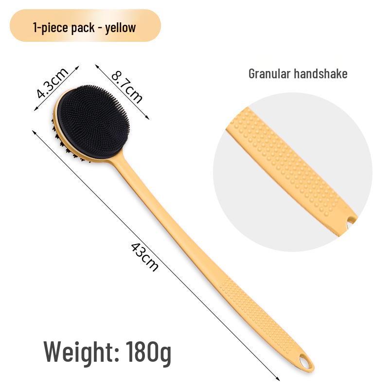 Silicone Long-Handled Soft Bristle Bath Brush for Easy Back Scrubbing
