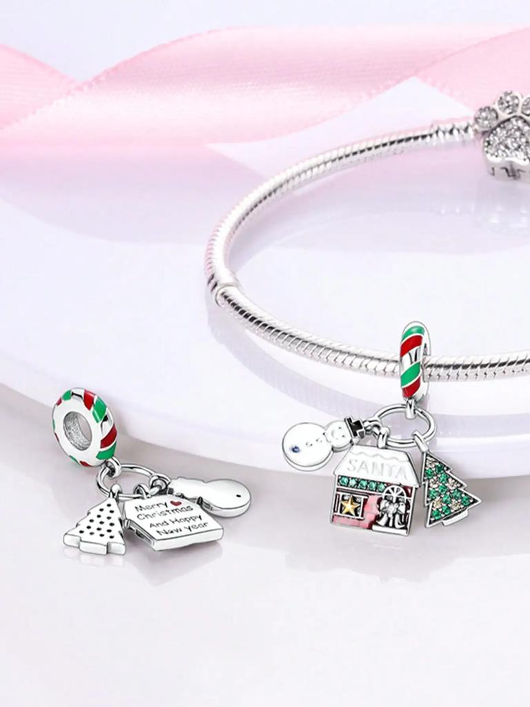 Christmas Snow House Socksbeads Charm Copper Plated Fit Charms Copperoriginal Bracelet For Jewelry Making Diy Charm
