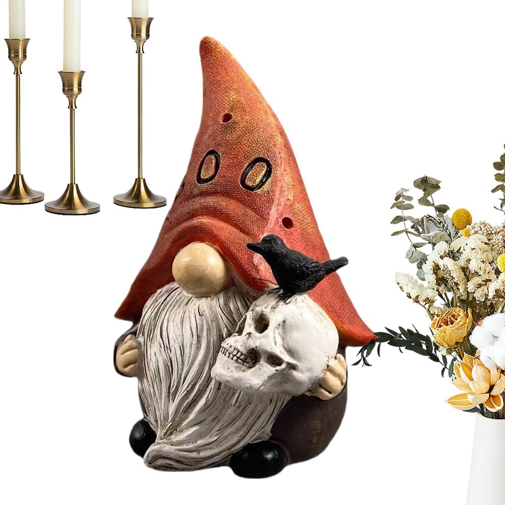 Halloweenské gnómové strašidelné gnómové stolní sošky pryskyřičná soška halloweenské figurky na terasu zahradu dvorek stolní římsa