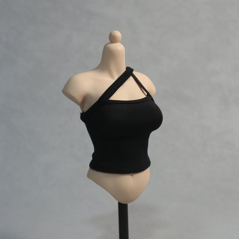 

16 Scale Costume for Female Figures, Black One-Shoulder Camisole, Sports Vest, Fitness Vest, Sexy Off-the-Shoulder Vest (Body, Head, Shoes, etc. Not