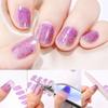 16Tips UV Semi-Cured Gel Nail Art Stickers Combo Pack Glitter High-Gloss Water-Proof Polish Wraps Full Cover Manicure Nails