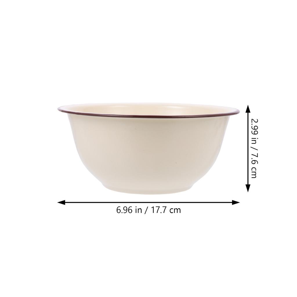 2Pcs Enamel Bowl Retro Kitchenware Large Capacity Deep Multipurpose Food Storage Basin Enamel Bowl Vintage Enamelware Basin